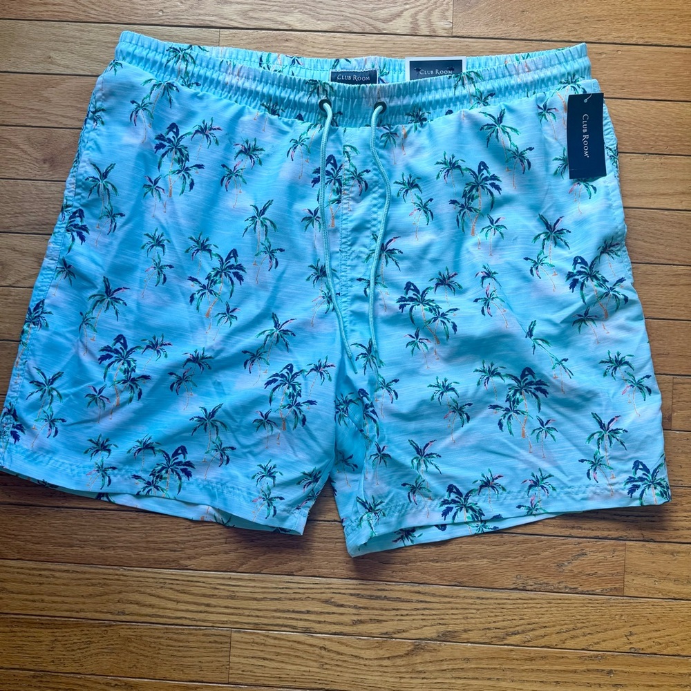 Club Room Palm Tree Print NWT Tropical Summer Mens Swim Shorts Size XL